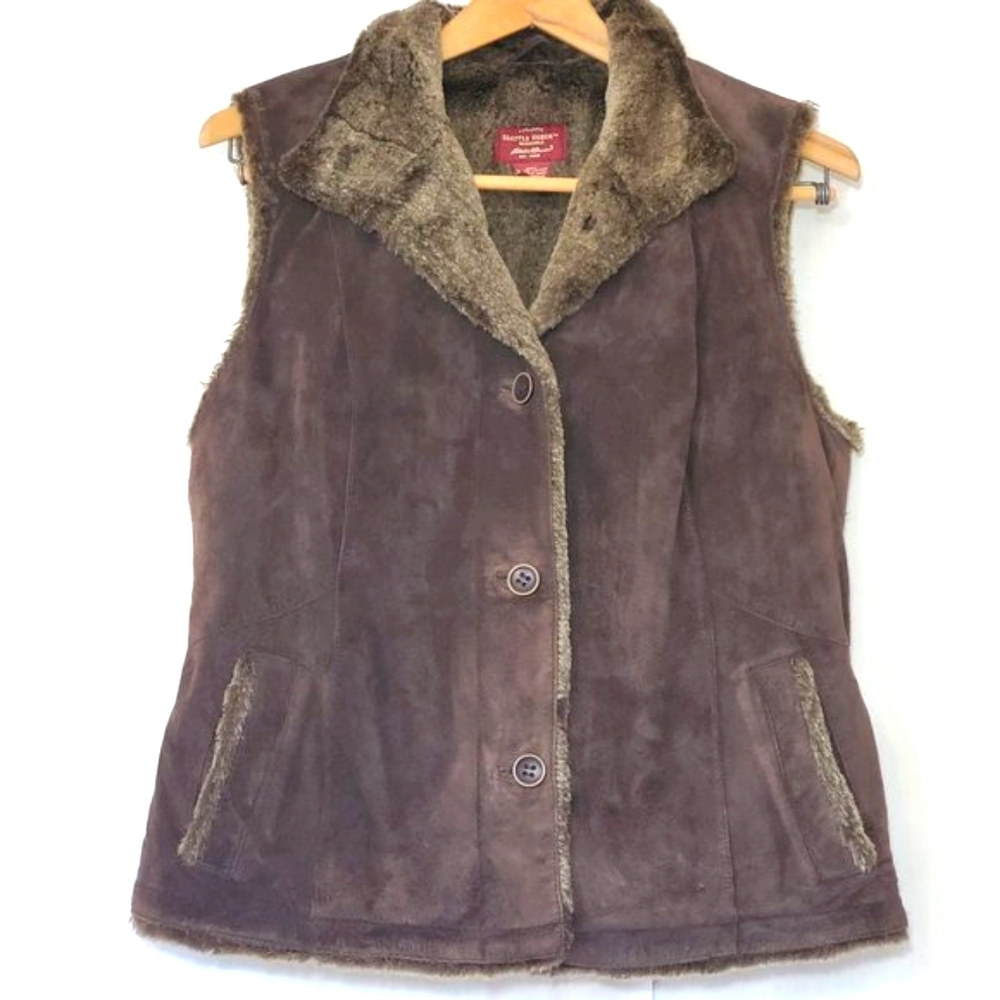 🎈M Eddie Bauer Suede Vest Faux Fur